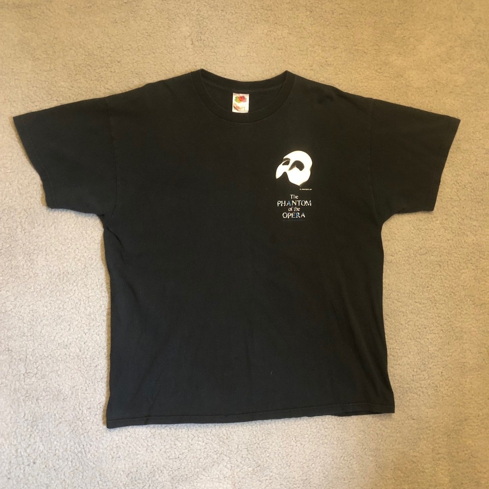 Vtg Phantom of the Opera Broadway Musical T-Shirt XL Black 100% Cotton 1986 RUG